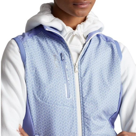 New RLX Ralph Lauren Golf Chevron Front Print French Terry Full Zip Vest - Picture 6 of 13